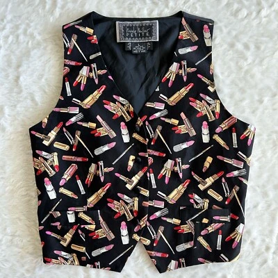 NWT Vtg 1995 90s NICOLE MILLER Petites Silk VEST / Top LIPSTICK sz L Ltd Edition