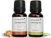 Fragrance Oil |30 ml|Pack of 2|Sandalwood,Lemongrass Aroma Oil for Home Fragrance|Best for Aromatherapy|Helps in concentration & meditation|Used in Diffusers, Candles, Air Fresheners,