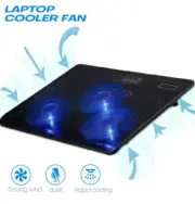 3 Fan Laptop Cooling Pad Slim Stand Notebook PC Quiet Cooler Fan Speed Adjust