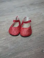 Doll Clothes 18" Red Flats Sparkle Straps Shoe Style Fits American Girl Dolls