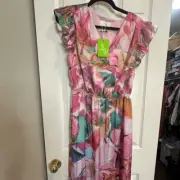 Sam Edelman 10 Floral Boho Flutter Pothos Print Wrap Dress 84U150