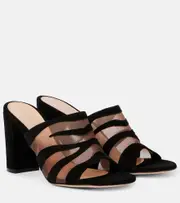 [Gianvito Rossi] Gianvito Rossi Suede and mesh mules AU 9 black