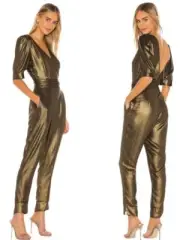 New One Teaspoon Bronze Sofia Jumpsuit Womens S Low Back V-Neck Revolve
