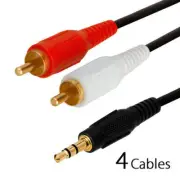 4x 6FT 3.5mm 1/8" Stereo M to 2-RCA M Audio Cable Aux Y cable