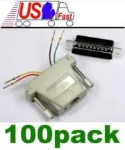 100pcs DB25pin Male~RJ11 4wire 6P4C Jack Modular Port Adapter Aux/Data/Telephone