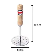 Stainless Steel Vegetable Potato Pav Bhaji Masher With Wooden Handle 8.5 cm 1 pc