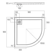 Oceano Curved Corner Shower Base 900 x 900mm Rear Outlet Stonelite ECO EC900CR