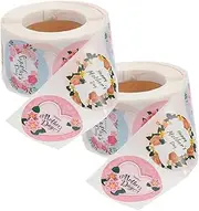 Gadpiparty 2 Rolls Mother's Day Stickers Self Adhesive Present Tags for Cards and Presents Heart Design Decor for Envelopes and Party Decorations