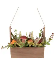 Northlight 19in Mushroom & Foliage Wooden Fall Harvest Hanging Decoration