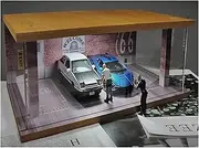 Alloy Car Model Toy Display Stand 1:32 Wooden Acrylic Simulation Parking lot Model Alloy car Scene Toy Display Stand Ornaments Car Garage Protection Collectibles(Red Brick 4 Parking Spaces)