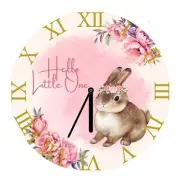 Personalized Clock - Bunny Clock, Girls Room, Nursery, Baby Bunny, Pink