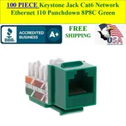 100 JACKS RJ45 Keystone Jack Cat6 Network Ethernet 110 Punchdown Green T568A B