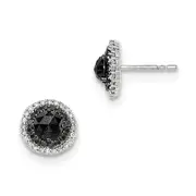 14k White Gold Black and White Real Diamond Post Earrings