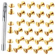 60 Pairs Gold Chicago Screws, Brass Chicago Screws Solid Screw Rivets for