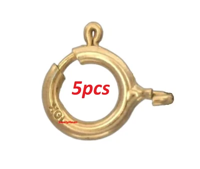 (5) BULK 7mm HEAVY DUTY WEIGHT 10k Yellow Gold Spring Ring Clasp OPEN Jump Italy