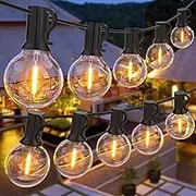 Outdoor Festoon Lights Mains Powered 30M/100FT, Garden Lights Outdoor String Lights with 1W 50+2 Shatterproof G40 Bulbs for Patio, Backyard, Garden, Party, Wedding (Warm White)