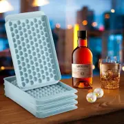 Light Blue 1 Set Ice Box Mold Kit 4Pcs Round Ice Cube Trays_with Lid Ice Bucket