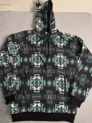Native Sweater Men’s Large Black White Pullover Multicolor Pockets