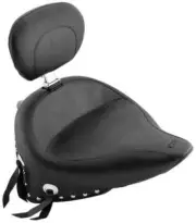 Blk Stud Wide Touring Solo Driver Seat w Backrest Softail Springer 2006-2007