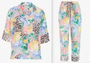 NEW PETER ALEXANDER FLORAL LEOPARD TOP & PANTS VISCOSE PJ SET RRP$159.90 XS