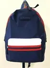 NEW TOMMY HILFIGER NAVY BLUE NYLON,WHITE,RED STRIPED,ZIP,BACKPACK,SHOULDER BAG