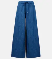 [Gabriela Hearst] Gabriela Hearst Gelos high-rise cotton and linen wide-leg pants AU 12 blue