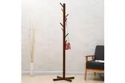 Brown Modern Simple Solid Wood Coat Rack - Contemporary Clothes Stand for Entryway, Bedroom, Living Room