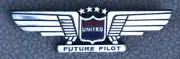Vintage United Airlines Future Pilot Kids Flying Wings Plastic Pin Badge Silver