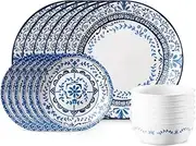 Corelle Portofino Dinnerware Set, 18 Piece, 6 x 26cm Dinner Plate, 6 x 17cm Side Plate, 4 x 532mL Soup/Cereal Bowl