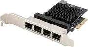 4 Ports 2.5G PCIe Network Adapter, RTL8125B LAN Controller, 2.5G/1000M/100Mbps RJ45 Ethernet NIC Card, Support PXE for Windows/Linux (2.5G x 4 Ports)