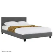 KINGSTON SLUMBER Double Size Bed Frame, Upholstered Fabric Base with Headboard