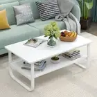 ️ Coffee Table White w/Shelf Wood Steel Modern AU Stock Fast Post ⚡