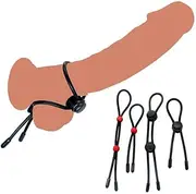 SAHOOSAFETY 4 in 1 Bondage Set SM Silicone Cockring Testicle Ring Adjustable Delay Penis Ring Sex Scrotum Ring Penis Enlargement Sex Toys For Men