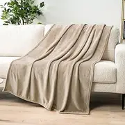 PAVILIA Taupe Fleece Throw Blanket for Couch, Light Brown Tan Soft Fuzzy Flannel Throw for Sofa, Luxury Plush Microfiber Bed Blanket, Cozy Home Decorative Velvet Gift Blanket, 50x60