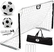 Morvat Soccer Goal Net Set for Kids, Girls & Boys, Lightweight Backyard Training Gifts & Accessories for Children & Toddlers - Indoors & Outdoors, Includes 1 Goal Net, 2 Soccer Balls & 1 Carry Bag