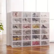 12pcs Stackable Clear Shoe Box Foldable Plastic Storage Case Organizer Rack