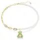 Mcstufke 泰迪熊珍珠項鍊配玫瑰金和綠色水晶心形水晶鏈送給女朋友