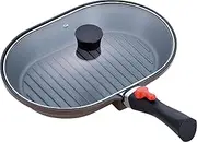 Diamond with a glass lid Court take the Waheifureizu frying pan grill pan oval 22 × 32cm IH correspondence handle Marrone chef MM-9546