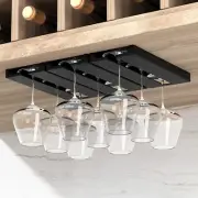 Wine Glass Holder under Shelf, 2 Pack Wine Glass Rack - Punch-Free under Cabinet