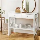 Artiss Console Table Hall Side Entry Way 2-Drawers Display White Desk Furniture