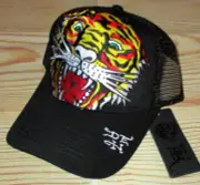 MENS ED HARDY TIGER BLACK SNAPBACK ADJUSTABLE TRUCKER HAT