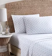 [Tommy Bahama] Queen Sheets, Cotton Percale Bedding Set, Crisp & Cool, Stylish Home Decor (Starfish Treasure Grey, Queen)