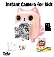 Instant Print Camera for Kids 1080P Digital Camera Toys HD Video Recorder (Cat)