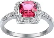 [Bigood] Women's Personality Red CZ Plated 925 Sterling Silver Solitaire Rings