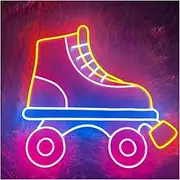 Hanging Art Neon Signs Roller Skating Neon Light Signs for Wall Decor LED Lighting for Home Sports Bedroom Sign Illuminated 34.6cm×32cm