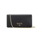 Prada Vitello Move Leather Chain Crossbody Bag Black