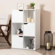 Costway6-Cube Units Display Shelf with 3 Open Compartments and 3 Closed Compartments for Living Room/Bedroom