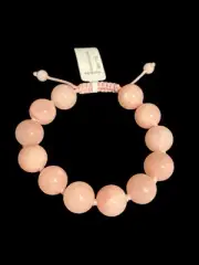 New Pink Calcite Adjustable Bead Bracelet 14mm Gemstone Corded Pull Tie