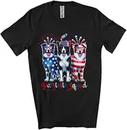[Generic] Patriotic Squad; Lovely 4th of July American Flag Three Border Collie Owner; Fireworks Family Unisex T-Shirt
