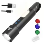 Rechargeable Flashlight, LED Flashlights High Lumens, 10 Modes with COB
